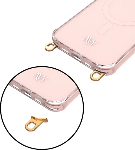 AVY Apple iPhone 15 Pro Max Hoesje MagSafe met Koord Haakjes Roze afbeelding 15