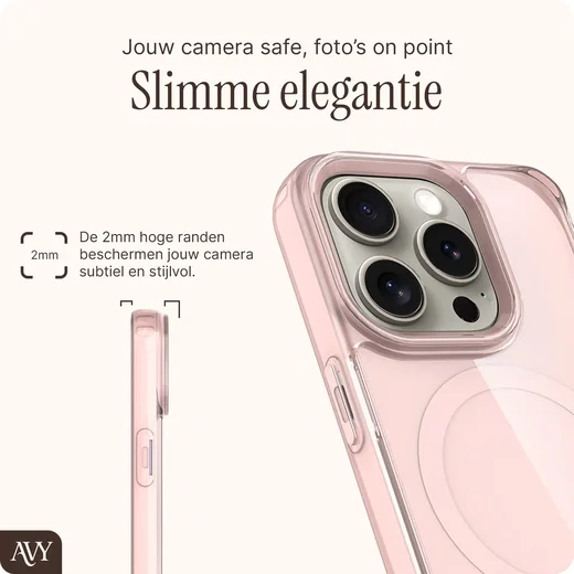 AVY Apple iPhone 15 Pro Max Hoesje MagSafe met Koord Haakjes Roze afbeelding 7