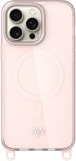 AVY Apple iPhone 15 Pro Max Hoesje MagSafe met Koord Haakjes Roze afbeelding 1
