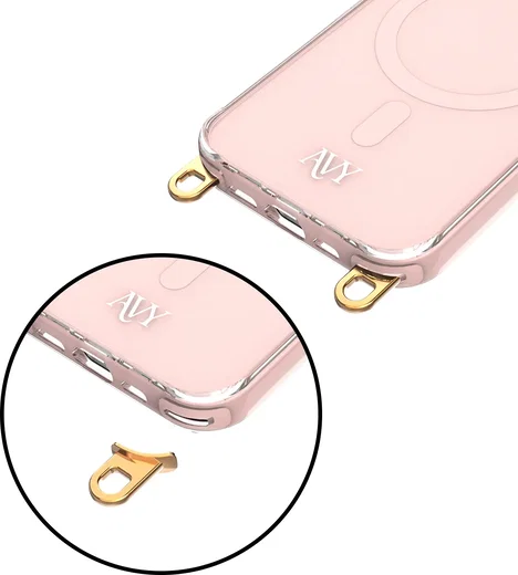 AVY Apple iPhone 14 / 13 Hoesje MagSafe met Koord Haakjes Roze afbeelding 14