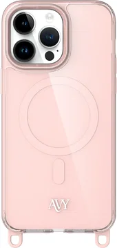 AVY Apple iPhone 14 Pro Max Hoesje MagSafe met Koord Haakjes Roze