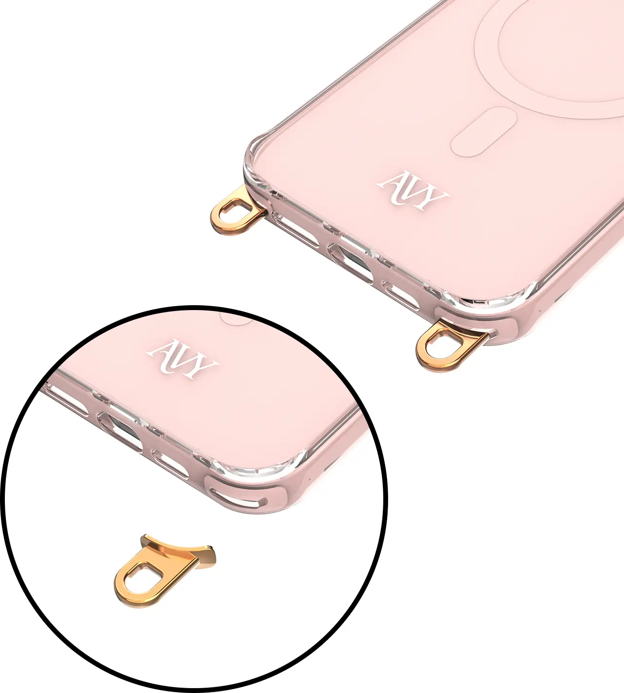AVY Apple iPhone 14 Pro Max Hoesje MagSafe met Koord Haakjes Roze afbeelding 15
