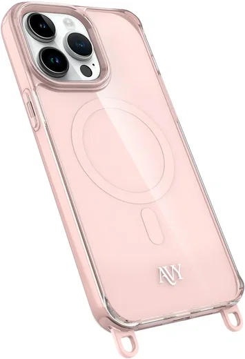 AVY Apple iPhone 14 Pro Max Hoesje MagSafe met Koord Haakjes Roze afbeelding 14