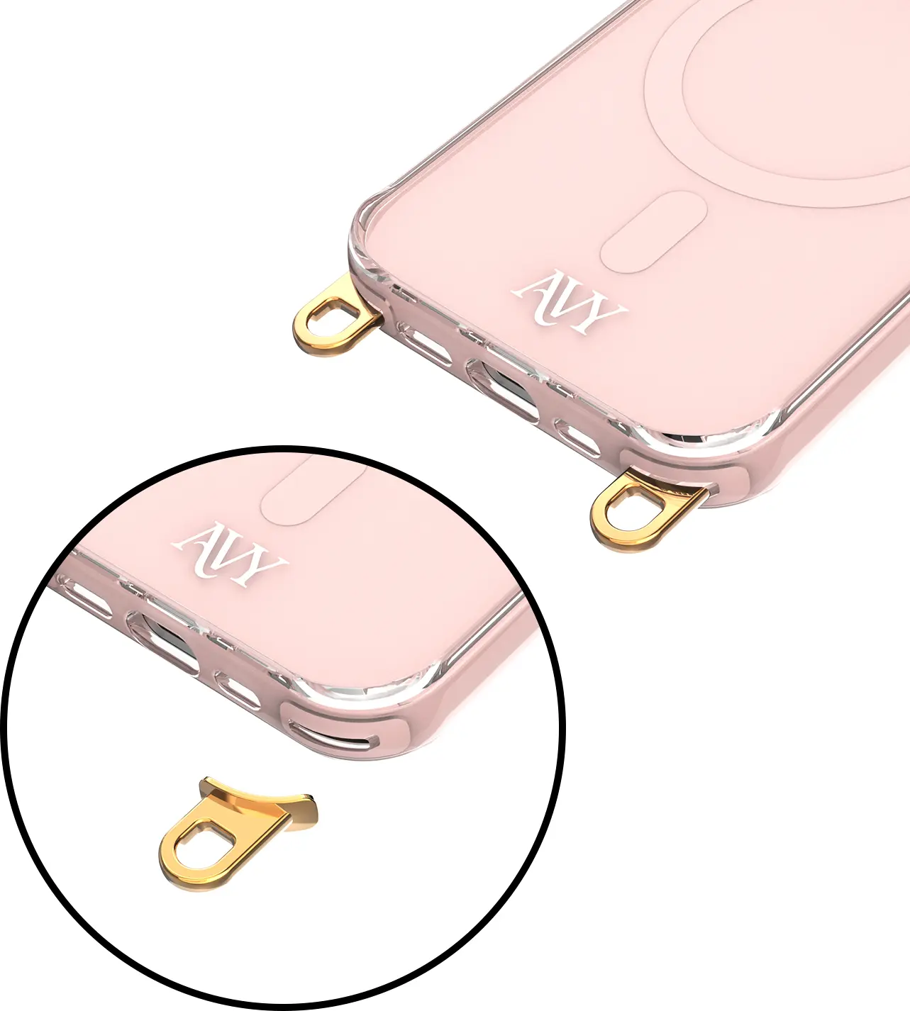 AVY Apple iPhone 13 Pro Hoesje MagSafe met Koord Haakjes Roze afbeelding 15
