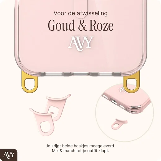 AVY Apple iPhone 13 Pro Max Hoesje MagSafe met Koord Haakjes Roze afbeelding 8