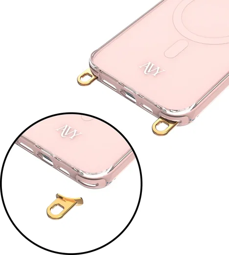 AVY Apple iPhone 13 Pro Max Hoesje MagSafe met Koord Haakjes Roze afbeelding 15