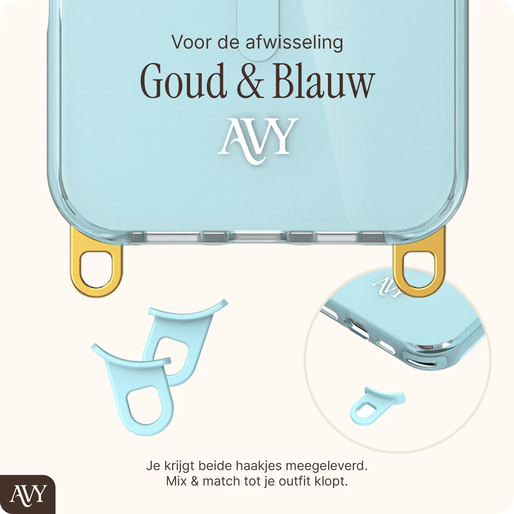 AVY Apple iPhone 17 Pro Hoesje MagSafe met Koord Haakjes Blauw afbeelding 8