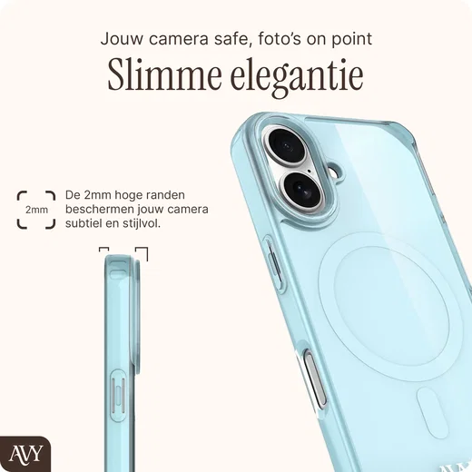 AVY Apple iPhone 16 Hoesje MagSafe met Koord Haakjes Blauw afbeelding 7