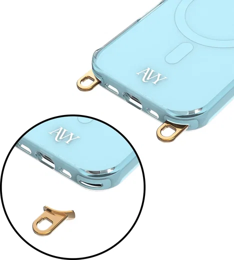AVY Apple iPhone 16 Hoesje MagSafe met Koord Haakjes Blauw afbeelding 15