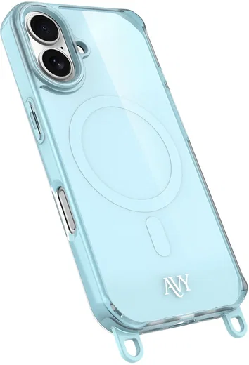 AVY Apple iPhone 16 Hoesje MagSafe met Koord Haakjes Blauw afbeelding 14