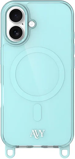 AVY Apple iPhone 16 Hoesje MagSafe met Koord Haakjes Blauw afbeelding 1