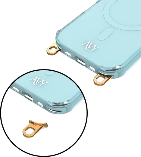 AVY Apple iPhone 16 Pro Hoesje MagSafe met Koord Haakjes Blauw afbeelding 14