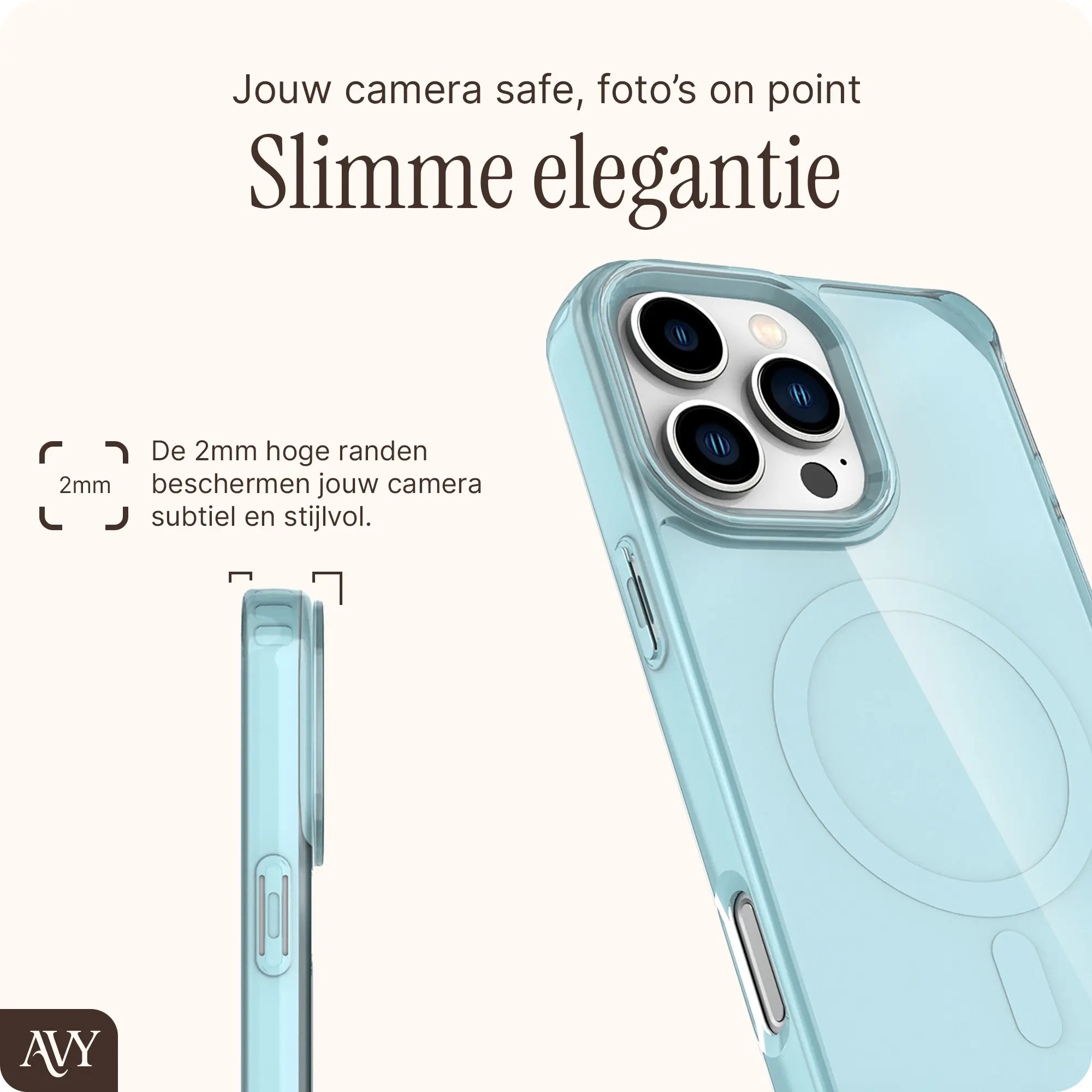 AVY Apple iPhone 16 Pro Max Hoesje MagSafe met Koord Haakjes Blauw afbeelding 7