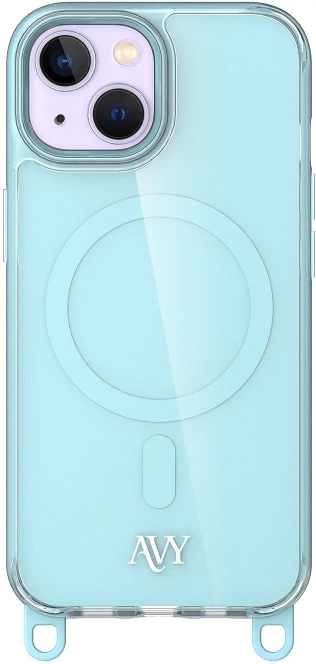 AVY Apple iPhone 15 Hoesje MagSafe met Koord Haakjes Blauw afbeelding 1