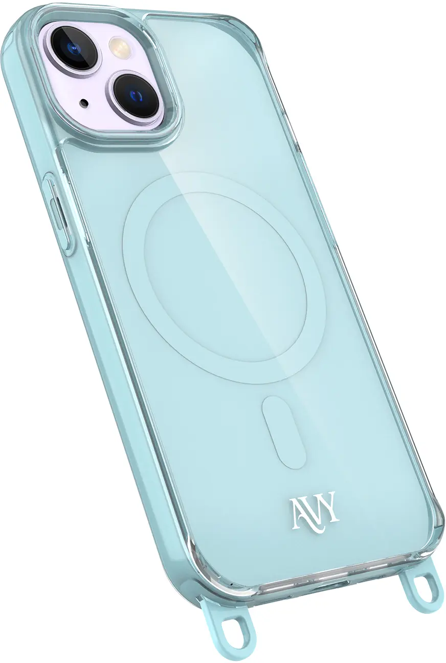 AVY Apple iPhone 15 Hoesje MagSafe met Koord Haakjes Blauw afbeelding 14