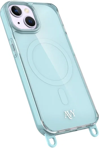 AVY Apple iPhone 15 Hoesje MagSafe met Koord Haakjes Blauw afbeelding 14