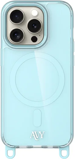 AVY Apple iPhone 15 Pro Hoesje MagSafe met Koord Haakjes Blauw afbeelding 1