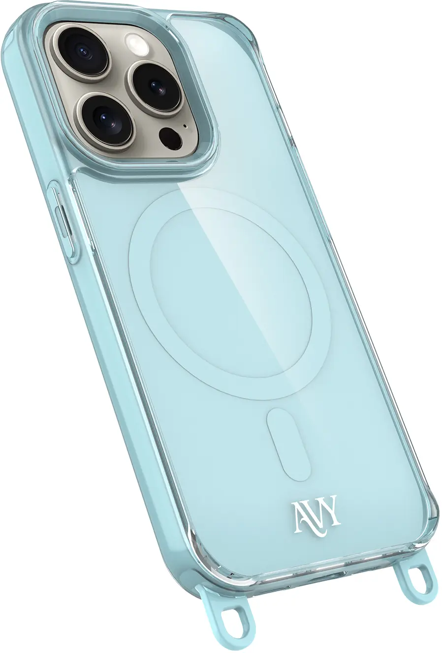 AVY Apple iPhone 15 Pro Hoesje MagSafe met Koord Haakjes Blauw afbeelding 14
