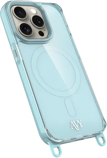 AVY Apple iPhone 15 Pro Hoesje MagSafe met Koord Haakjes Blauw afbeelding 14