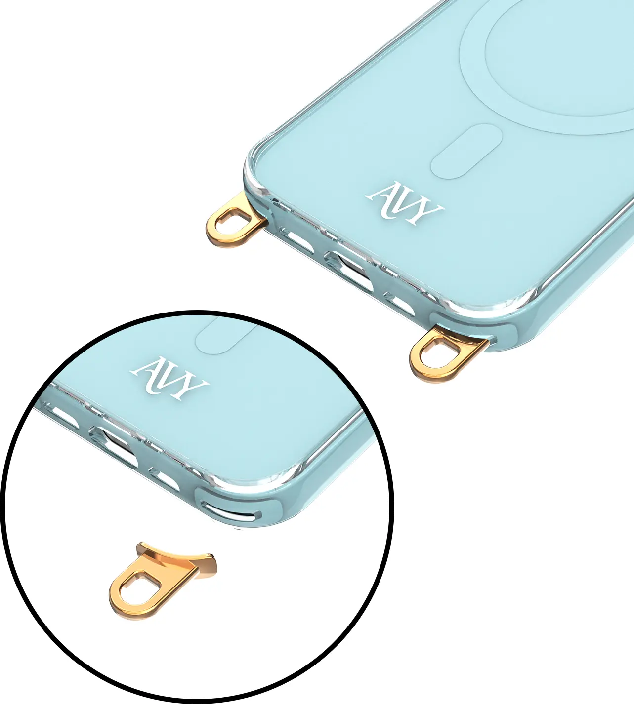 AVY Apple iPhone 14 / 13 Hoesje MagSafe met Koord Haakjes Blauw afbeelding 15