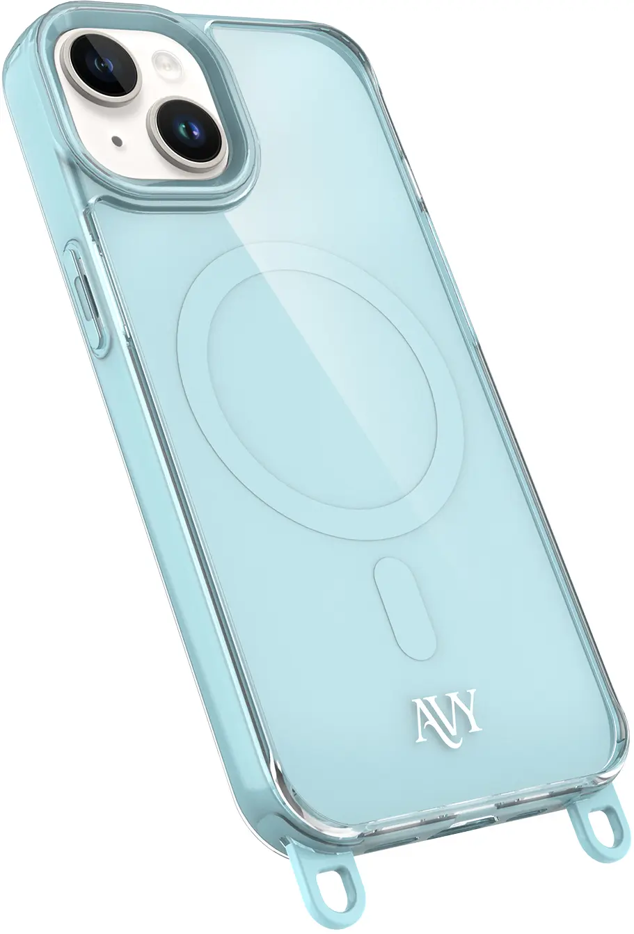 AVY Apple iPhone 14 / 13 Hoesje MagSafe met Koord Haakjes Blauw afbeelding 14