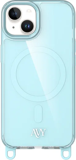 AVY Apple iPhone 14 / 13 Hoesje MagSafe met Koord Haakjes Blauw afbeelding 1