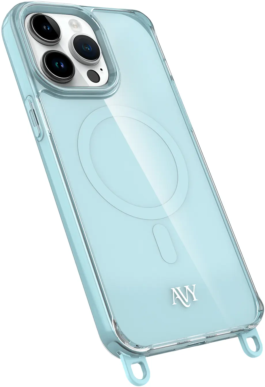 AVY Apple iPhone 14 Pro Max Hoesje MagSafe met Koord Haakjes Blauw afbeelding 14