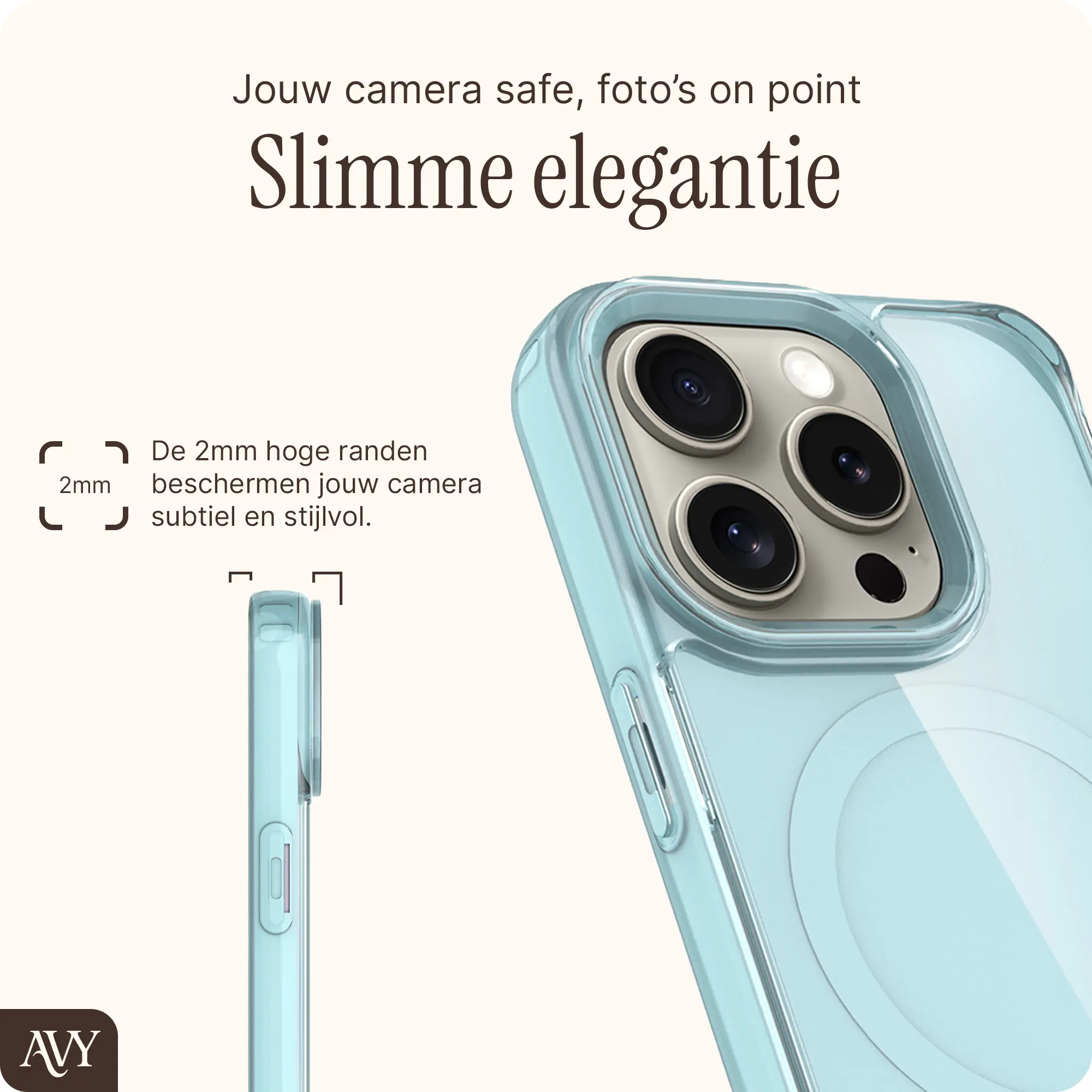AVY Apple iPhone 13 Pro Hoesje MagSafe met Koord Haakjes Blauw afbeelding 7