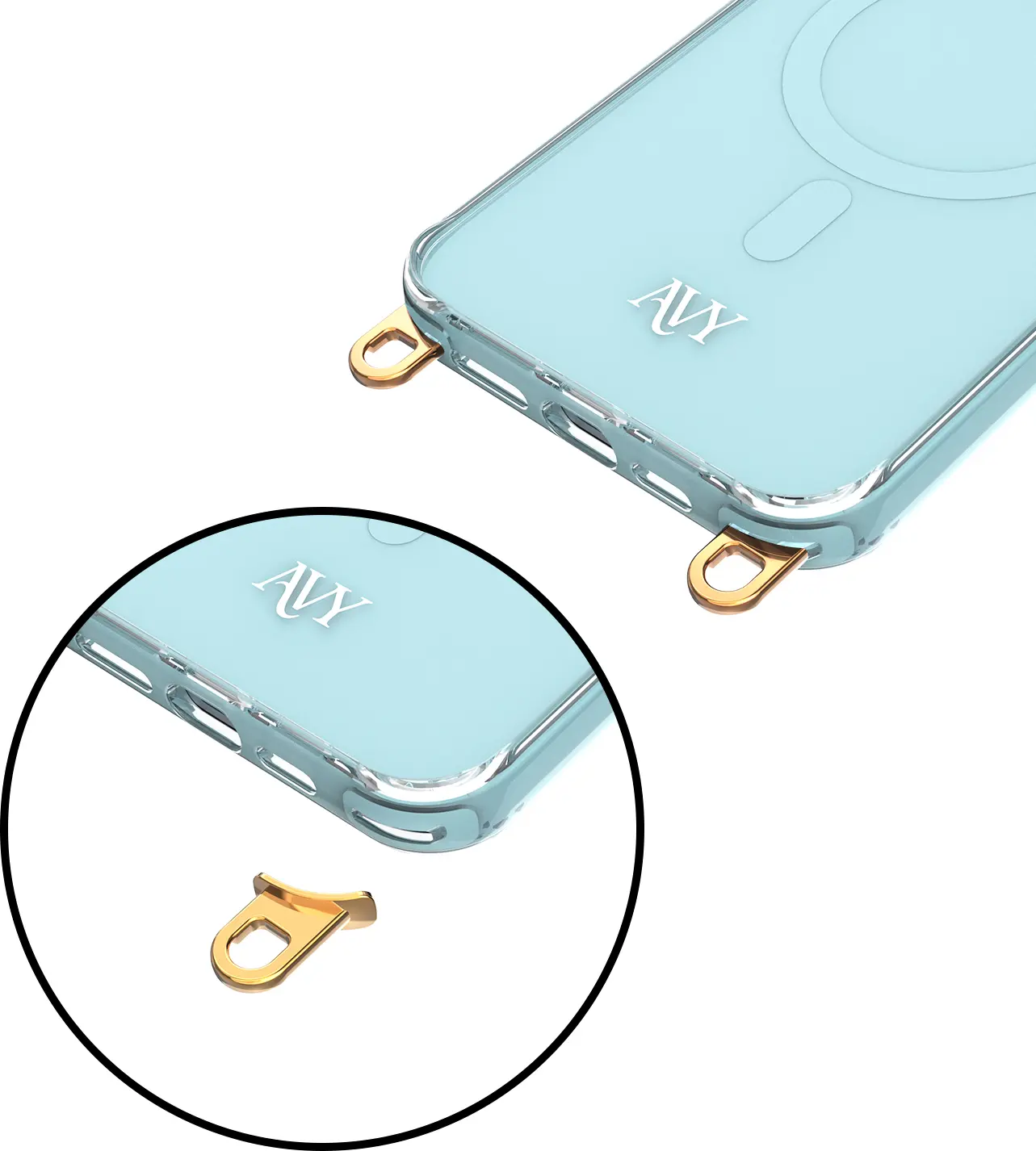 AVY Apple iPhone 13 Pro Max Hoesje MagSafe met Koord Haakjes Blauw afbeelding 15