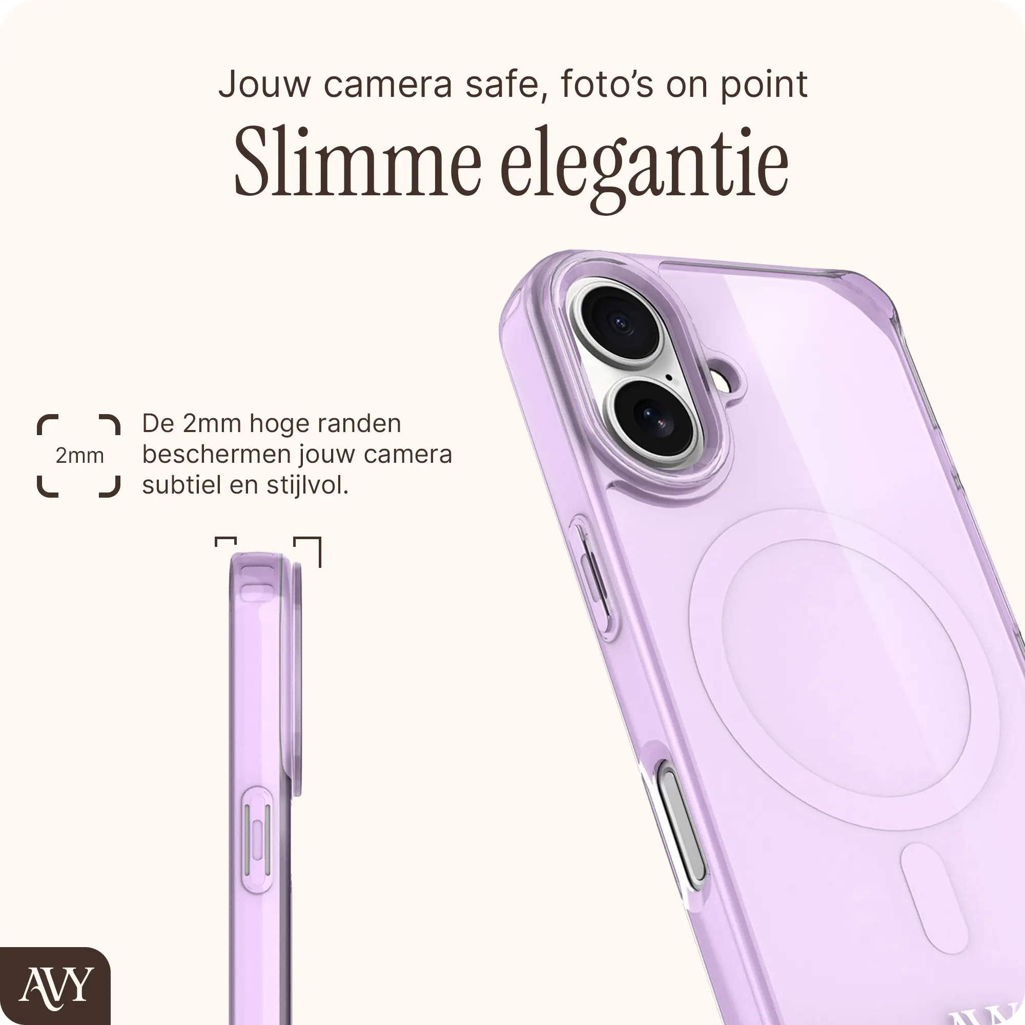 AVY Apple iPhone 16 Hoesje MagSafe met Koord Haakjes Paars afbeelding 7