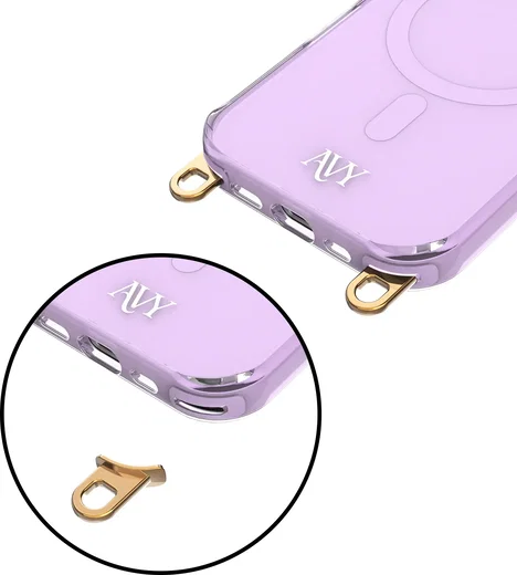 AVY Apple iPhone 16 Hoesje MagSafe met Koord Haakjes Paars afbeelding 15