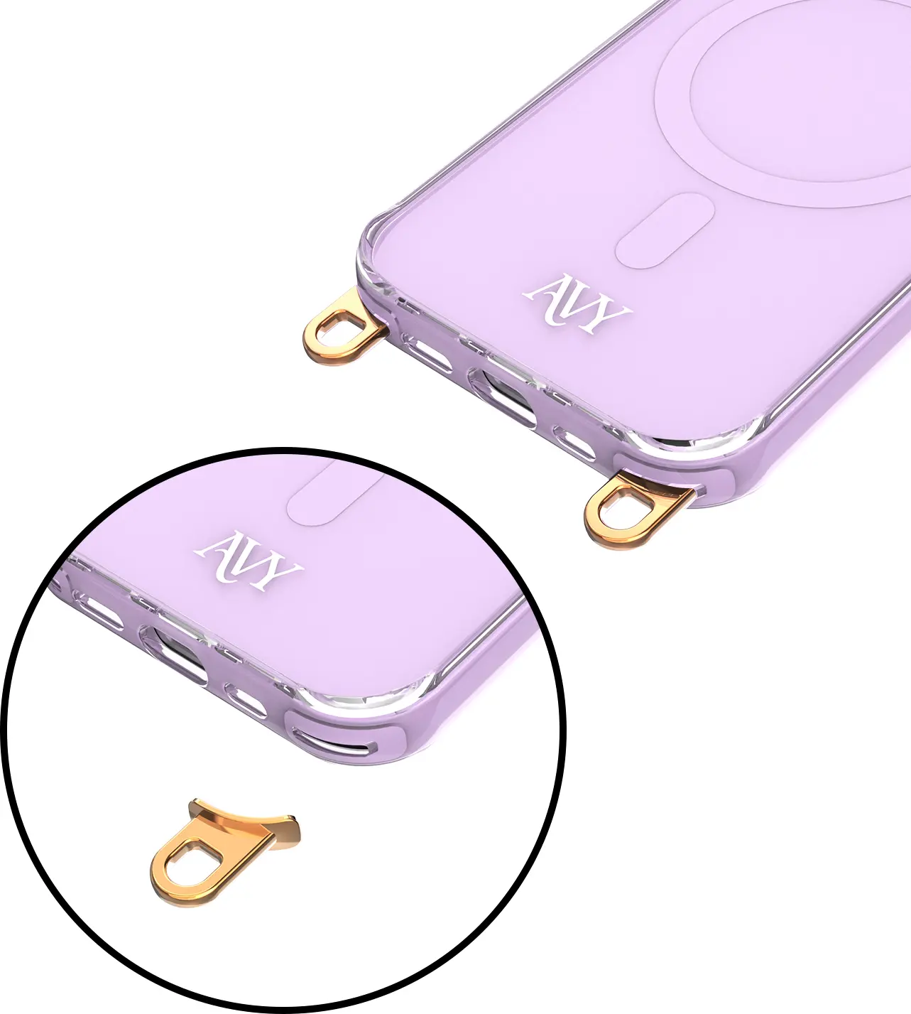 AVY Apple iPhone 15 Hoesje MagSafe met Koord Haakjes Paars afbeelding 15