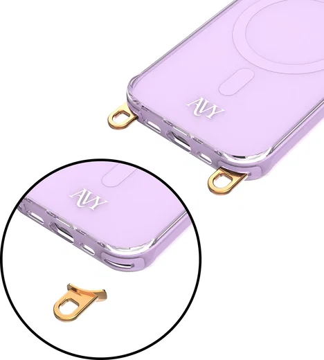 AVY Apple iPhone 15 Hoesje MagSafe met Koord Haakjes Paars afbeelding 15