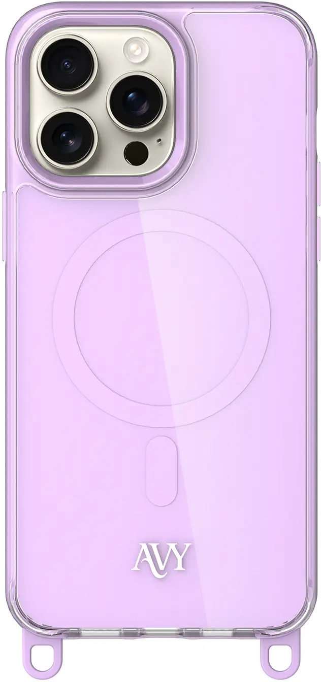 AVY Apple iPhone 15 Pro Max Hoesje MagSafe met Koord Haakjes Paars afbeelding 1