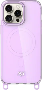 AVY Apple iPhone 15 Pro Max Hoesje MagSafe met Koord Haakjes Paars