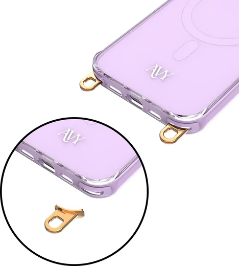 AVY Apple iPhone 14 / 13 Hoesje MagSafe met Koord Haakjes Paars afbeelding 14