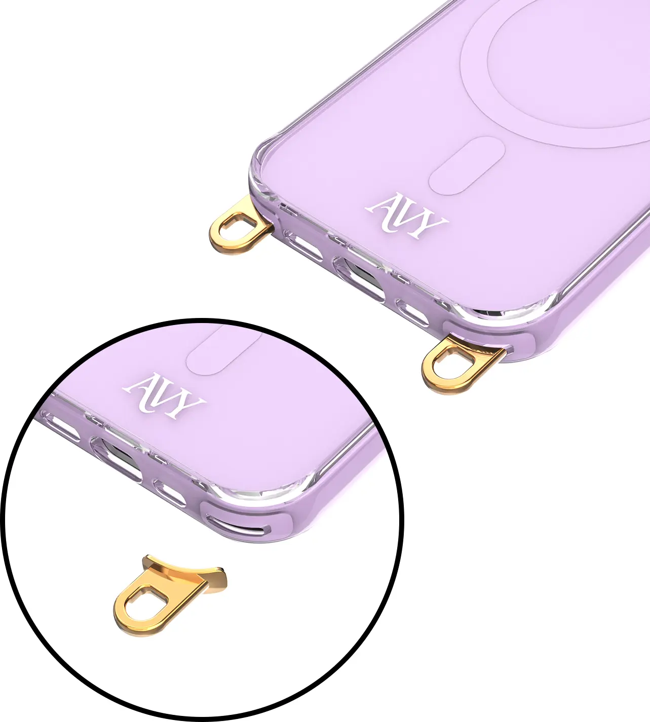 AVY Apple iPhone 13 Pro Hoesje MagSafe met Koord Haakjes Paars afbeelding 15