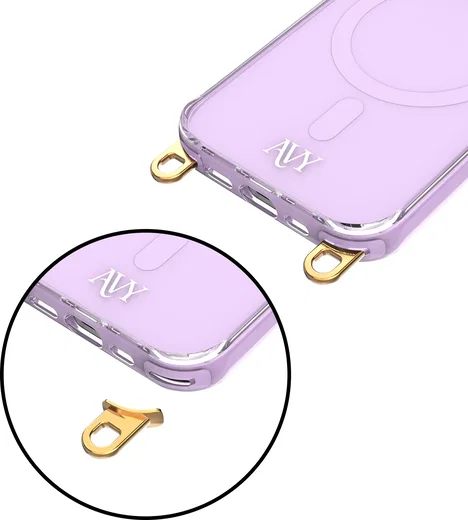 AVY Apple iPhone 13 Pro Hoesje MagSafe met Koord Haakjes Paars afbeelding 15