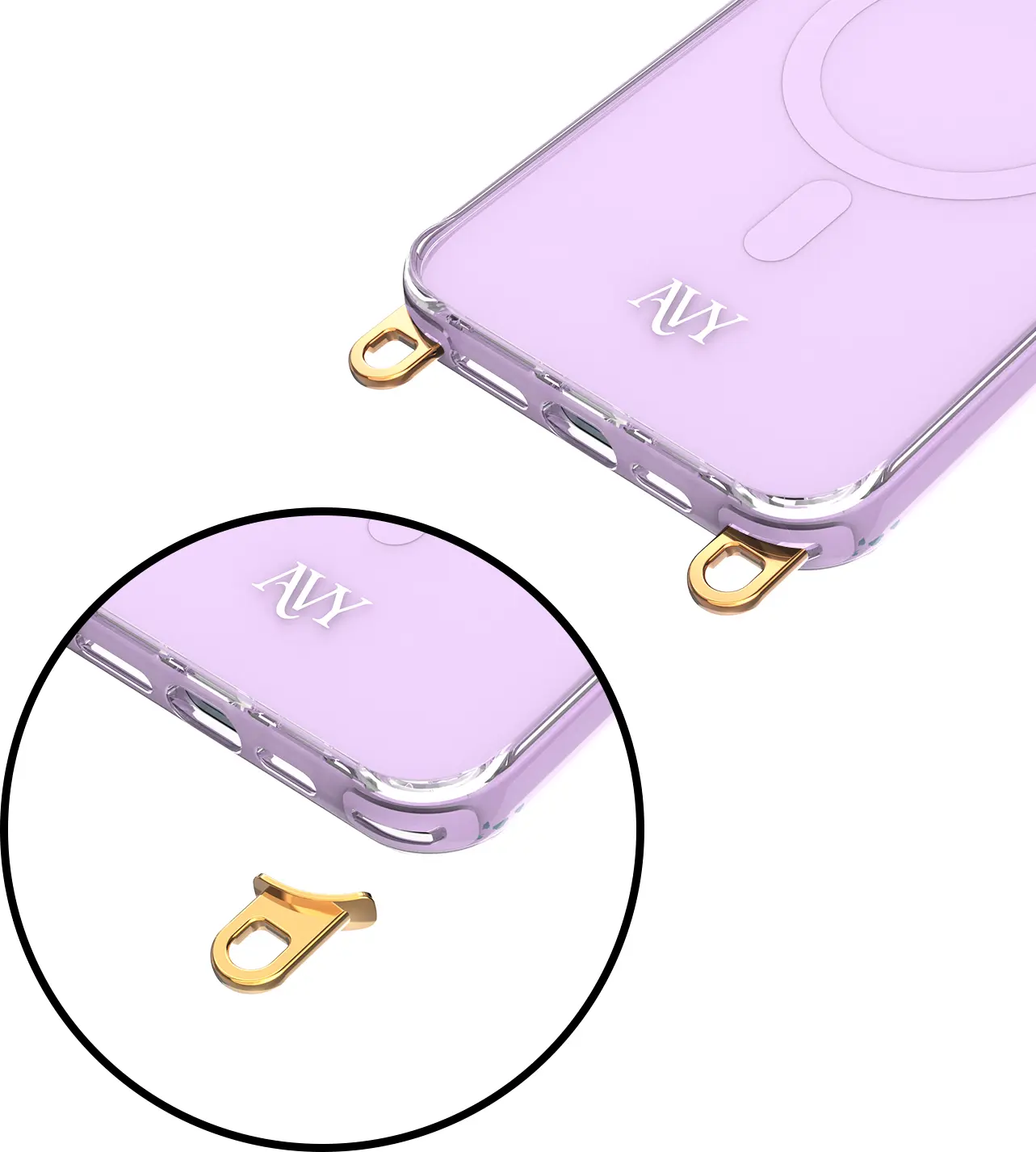 AVY Apple iPhone 13 Pro Max Hoesje MagSafe met Koord Haakjes Paars afbeelding 15