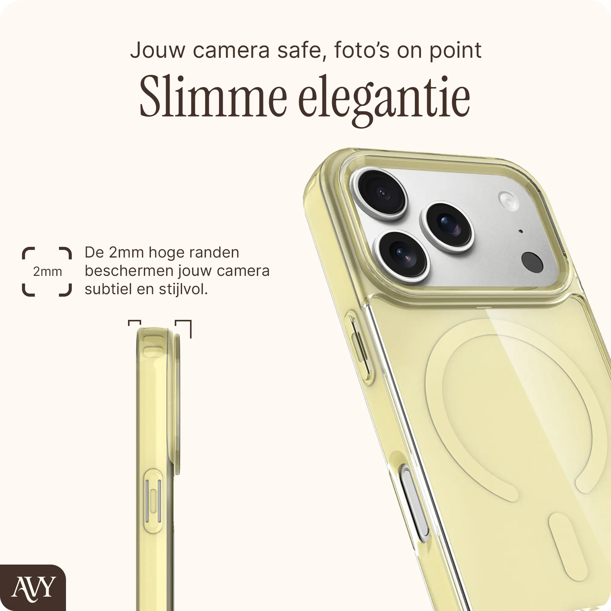AVY Apple iPhone 17 Pro Hoesje MagSafe met Koord Haakjes Geel afbeelding 7