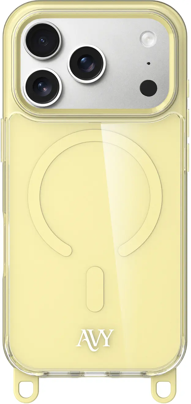 AVY Apple iPhone 17 Pro Hoesje MagSafe met Koord Haakjes Geel afbeelding 1