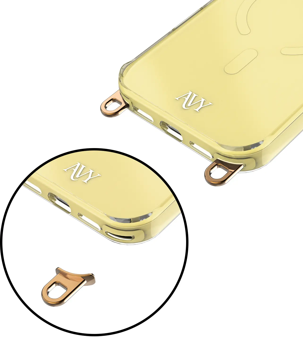AVY Apple iPhone 17 Pro Max Hoesje MagSafe met Koord Haakjes Geel afbeelding 15