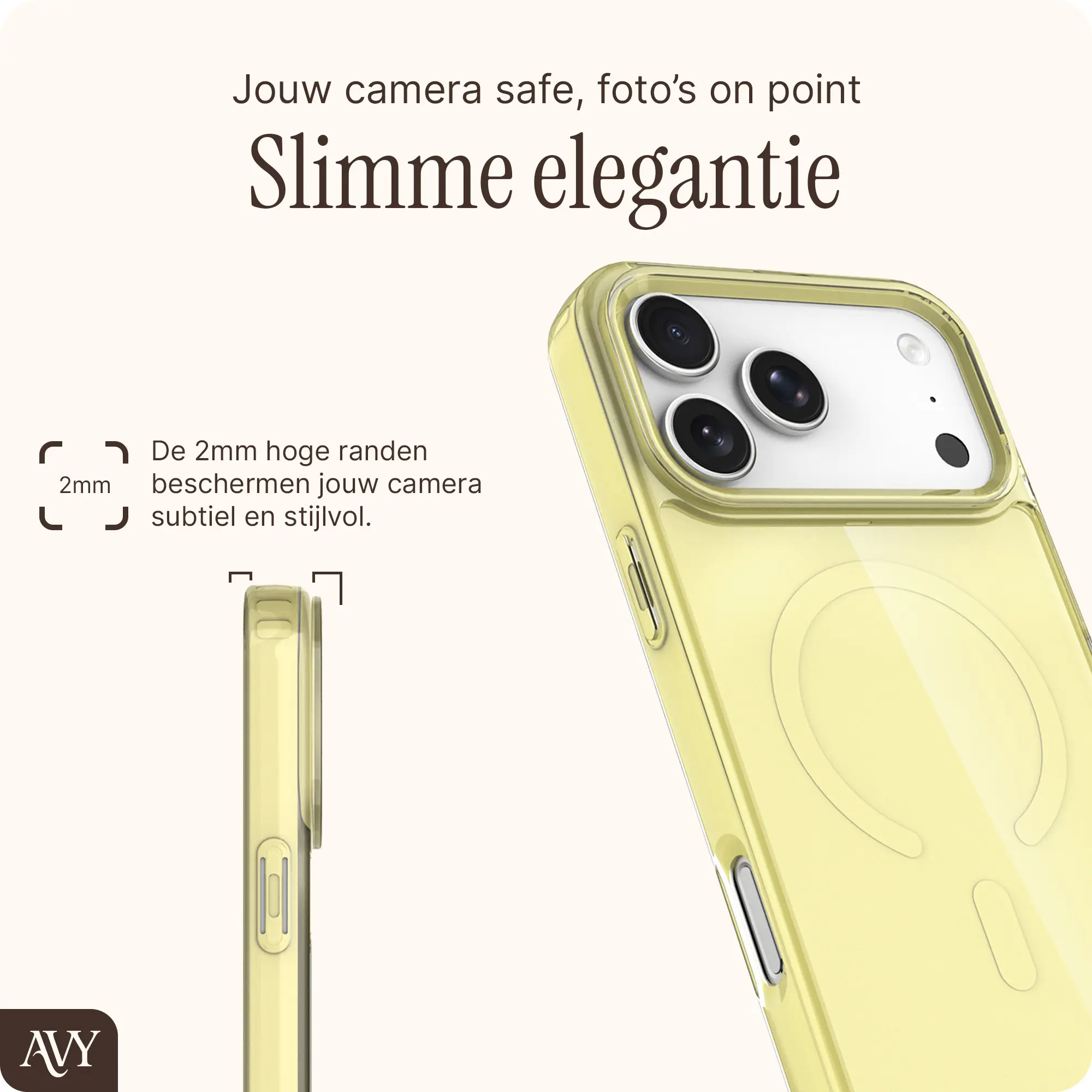 AVY Apple iPhone 17 Pro Max Hoesje MagSafe met Koord Haakjes Geel afbeelding 7