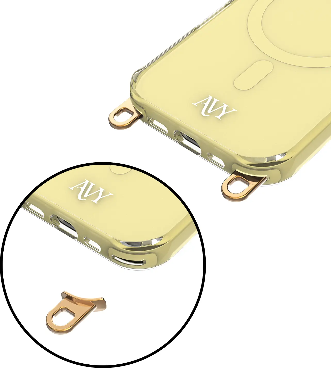 AVY Apple iPhone 16 Hoesje MagSafe met Koord Haakjes Geel afbeelding 15