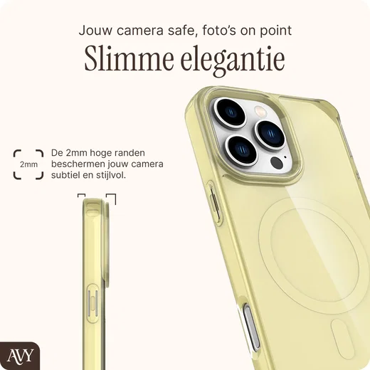 AVY Apple iPhone 16 Pro Hoesje MagSafe met Koord Haakjes Geel afbeelding 7