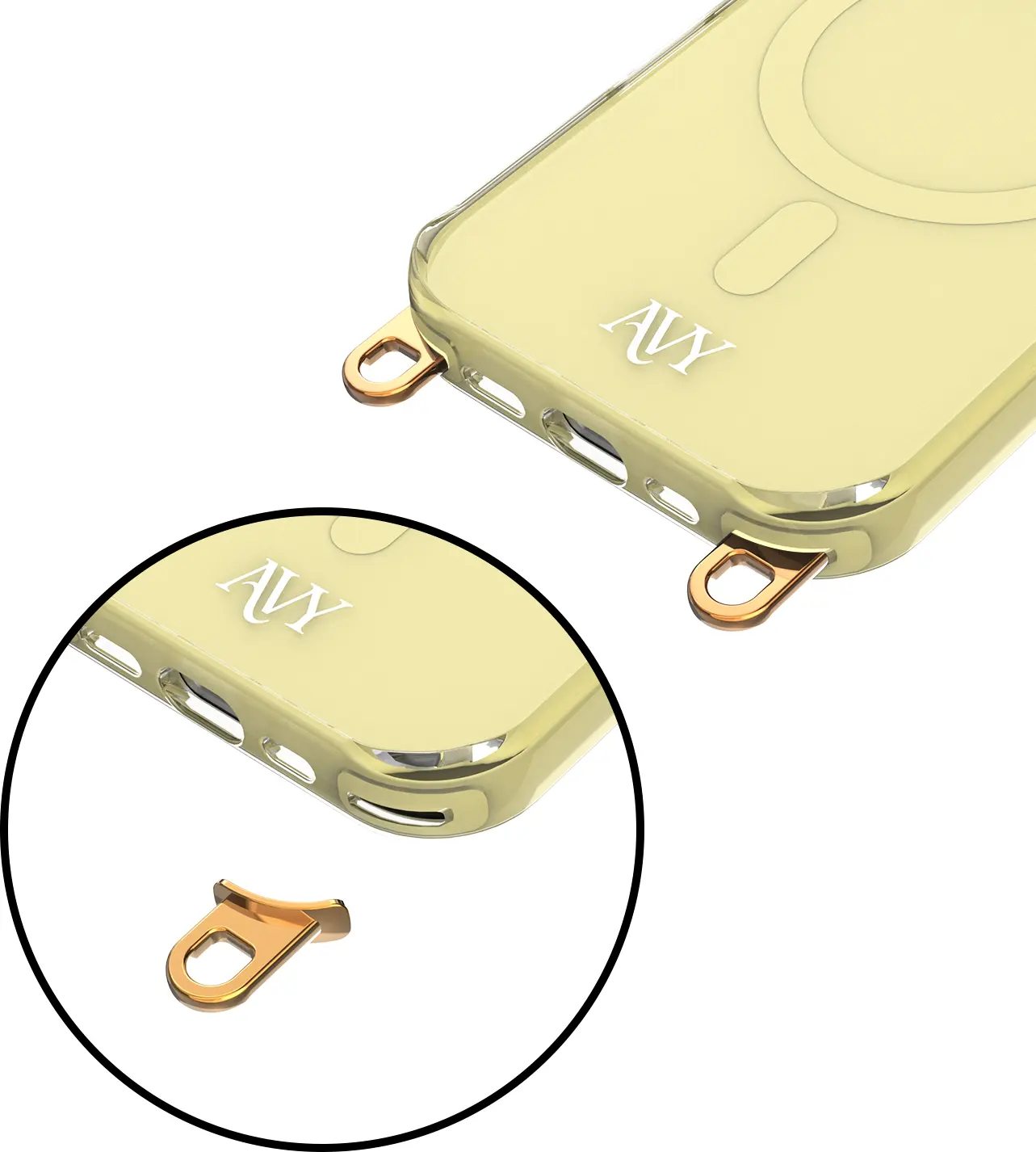 AVY Apple iPhone 16 Pro Hoesje MagSafe met Koord Haakjes Geel afbeelding 15