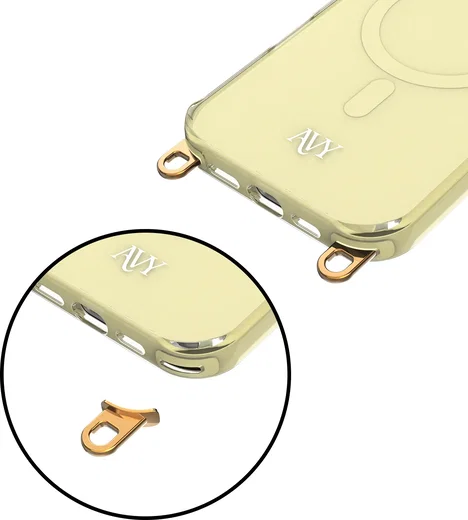 AVY Apple iPhone 16 Pro Max Hoesje MagSafe met Koord Haakjes Geel afbeelding 15