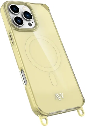 AVY Apple iPhone 16 Pro Max Hoesje MagSafe met Koord Haakjes Geel afbeelding 14