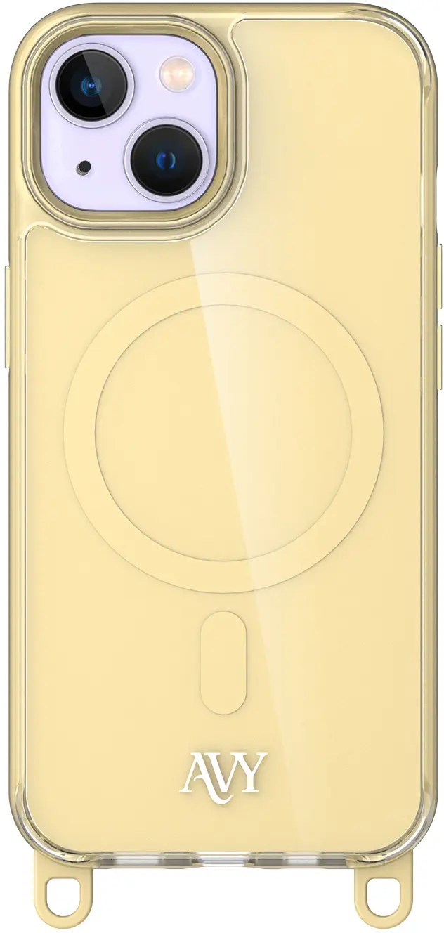 AVY Apple iPhone 15 Hoesje MagSafe met Koord Haakjes Geel afbeelding 1