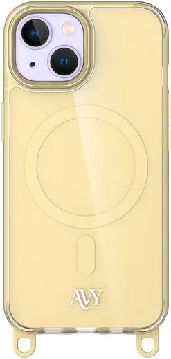 AVY Apple iPhone 15 Hoesje MagSafe met Koord Haakjes Geel afbeelding 1